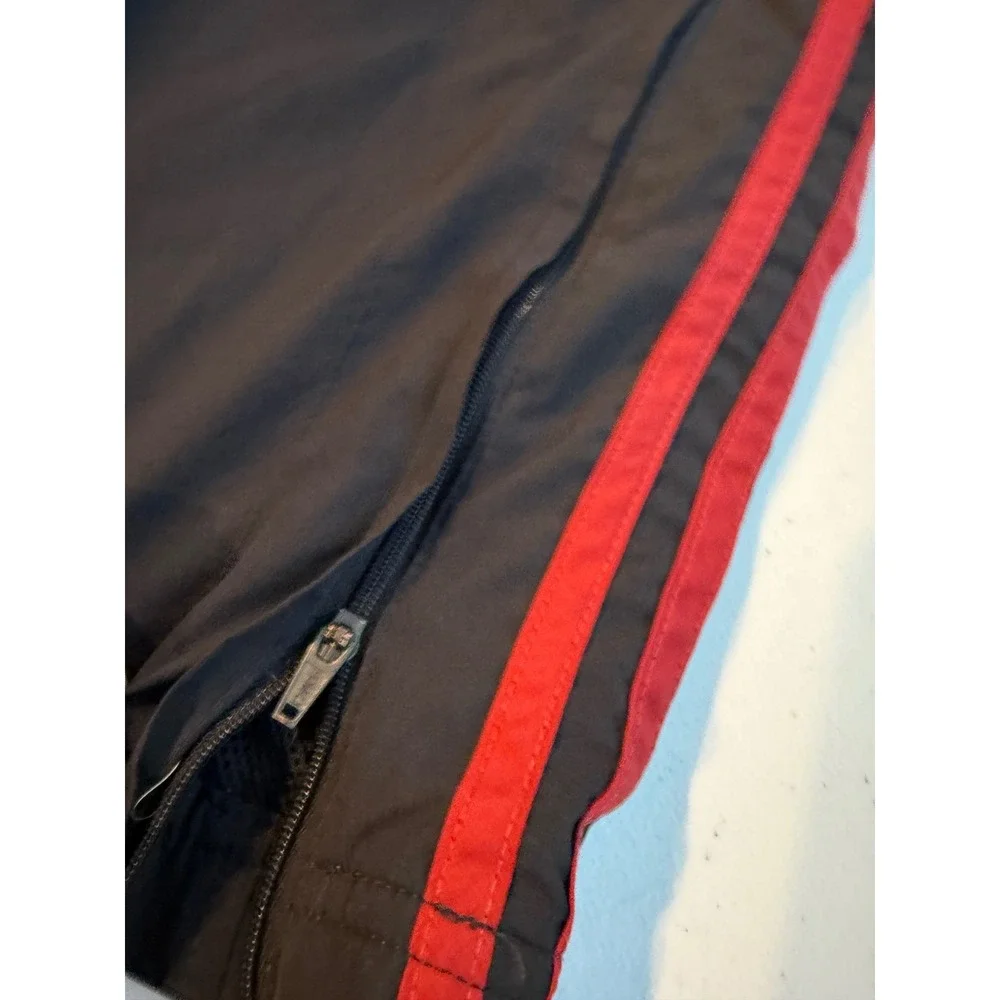 Adidas Mens Vintage Track Pants Black Red 3-Stripe Mesh Lined wind pants Large